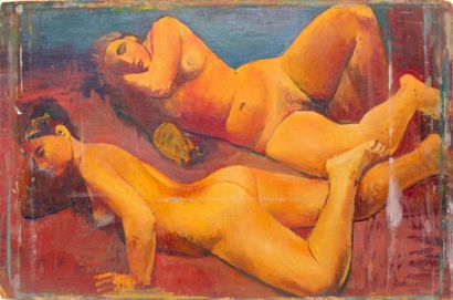 null Jean LANGLOIS (8 mars 1923-15 janvier 2014) « Nus, deux femmes couchées » (1950)...