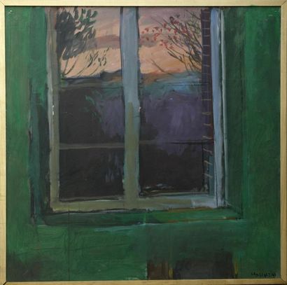 null Jean LANGLOIS (8 mars 1923-15 janvier 2014) « Paysage de nuit vu par la fenêtre,...