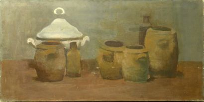 null Jean LANGLOIS (8 mars 1923-15 janvier 2014) « Soupière blanche et six poteries...