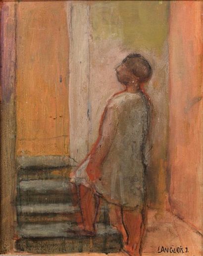 null Jean LANGLOIS (8 mars 1923-15 janvier 2014) « Femme montant un escalier » (1965)...