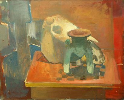 null Jean LANGLOIS (8 mars 1923-15 janvier 2014) « Crâne de cheval et poterie à trois...