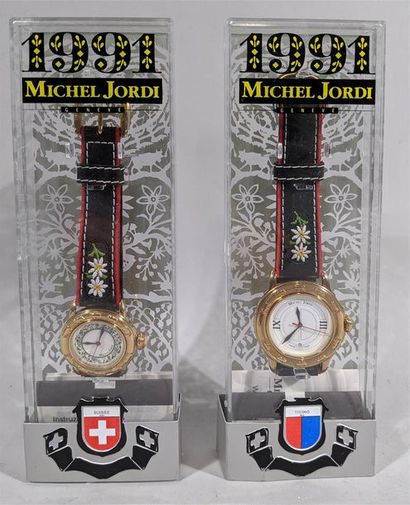 null MICHEL JORDI - Modèles 1991 - Deux montres bracelet d'homme fantaisie - Mouvement...