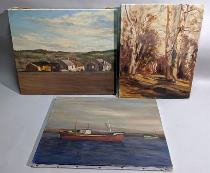 null Edmond DAYNES (1895-1986) Suite de Marine, paysage et peintures