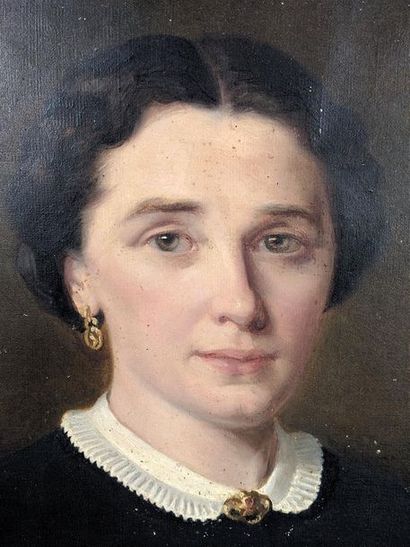 null Henriette DENTIGNY (XIXe) "Portrait de Madame Cherfils" Huile sur toile signée...
