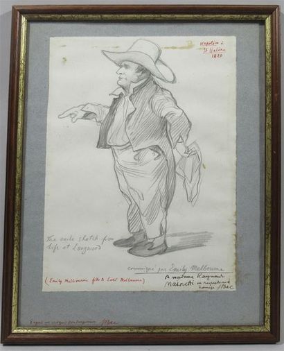 null Ferdinand BAC (1859-1952) : "Napoléon à Saint Hélène" caricature, dessin au...