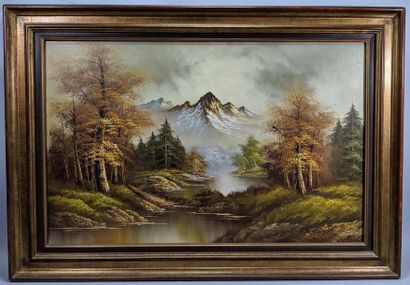 null GARDNER ? (XXe) "Paysage de montagne" Huile sur toile signée en bas à gauche....