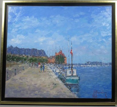 null Guy LEGENDRE (né en 1946) "Port de Saint Malo" Huile sur toile signée en bas...