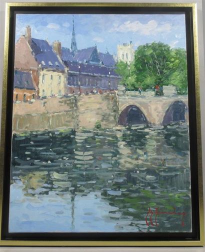 null Guy LEGENDRE (né en 1946) "La Cathédrale d'Amiens" Huile sur toile signée en...