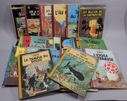 null Importante collection de 24 bandes dessinées LES AVENTURES DE TINTIN par HERGE...