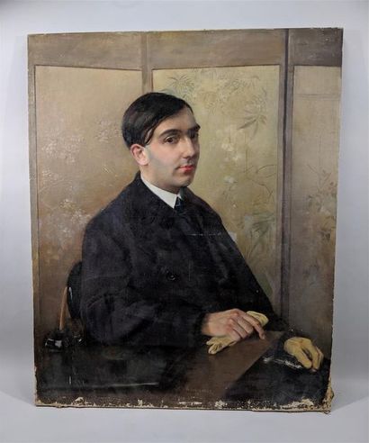 null SACHA-LEROY (1909-1972) "Portrait d'Alfred Leroy" Huile sur toile signée en...