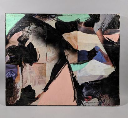 null Michèle GOUILLARD-VIONNET (1940) "Triangle Rose" Peinture collage et glycéro...