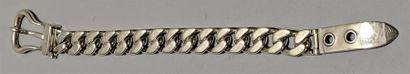 null HERMES - Important solid silver bracelet stamp Crab imitating a chain link belt...