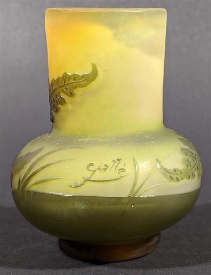 null Emile GALLE (1846-1904) - Vase en verre multicolore dégagé à l'acide à décor...