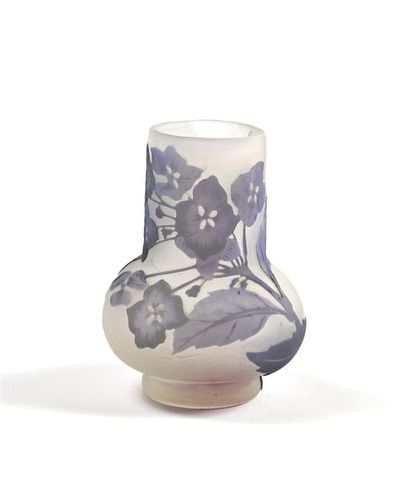 null Emile GALLE (1846-1904) - Vase in multilayer acid clear glass with blue petunias...