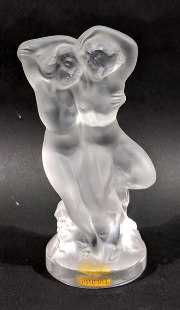 null LALIQUE FRANCE PARIS - "Pan et Diana nus" Couple of dancers in pressed molded...