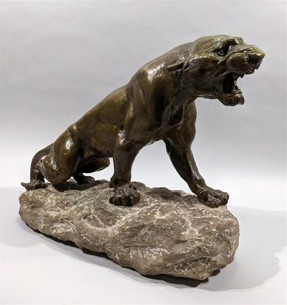 null Thomas François CARTIER (1879-1943) "La Panthère rugissante" Epreuve en bronze...