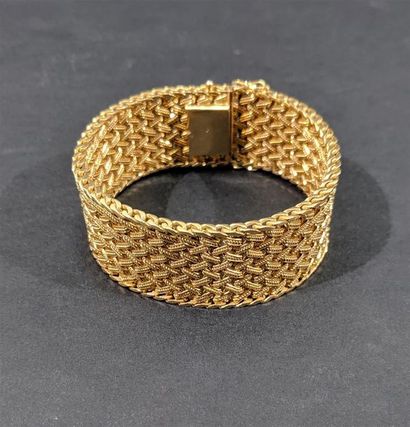 null 18K (750/oo) yellow gold bracelet with Polish mesh decoration - Weight: 76.5...