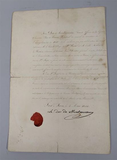 null Lettre manuscrite du Duc de MONTMORENCY Grand Officier de la Légion d'Honneur...