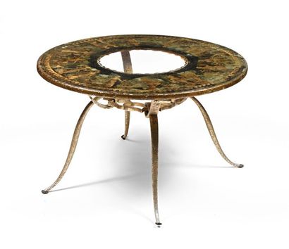 null Assigned to the house RAMSAY Coffee table with circular top in conglomised or...