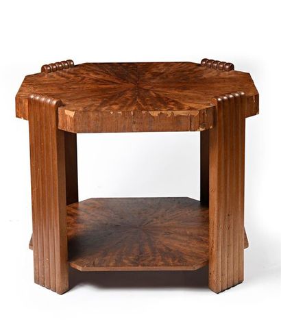 null MAJORELLE NANCY editor Coffee table in rosewood and mahogany veneer with two...