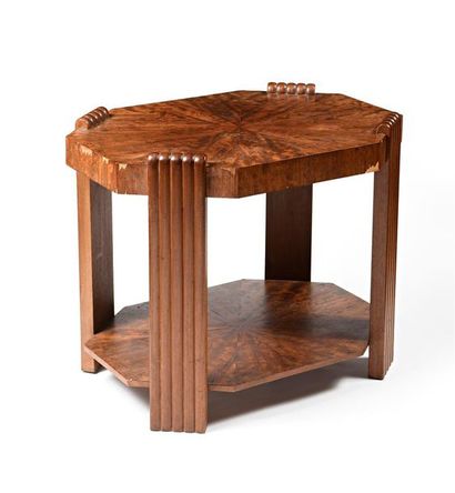 null MAJORELLE NANCY editor Coffee table in rosewood and mahogany veneer with two...