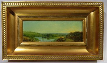 null Charles-François DAUBIGNY (1817-1878) attribué à "Marcheur dans l'Oise" Huile...