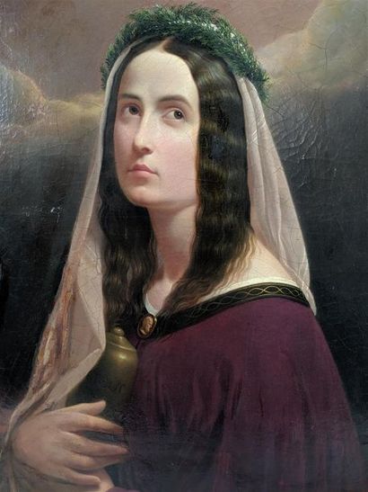 null Ecole FRANCAISE du XIXeme siècle "Marie Madeleine" Huile sur toile. 73 x 59...