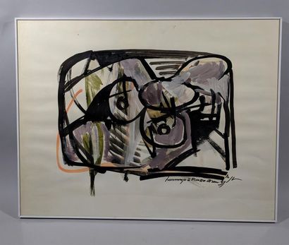 null Michèle GOUILLARD-VIONNET (1940) "Hommage à Picasso" Acrylique sur papier monogrammée...