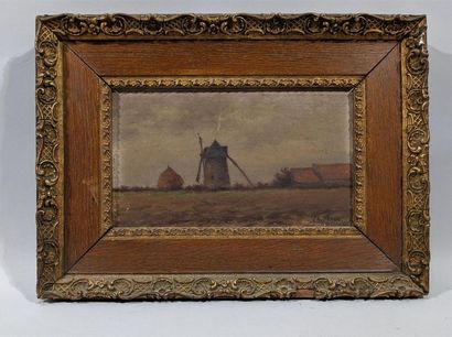 null Th. PENON (XIXe) "Moulin dans la campagne" Huile sur carton signée en bas à...