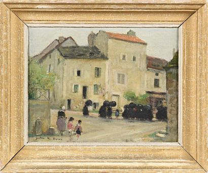 null Jules René HERVE (1887-1981) "Langres et paysage animé" Huile sur toile signée...