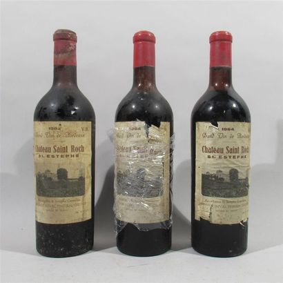 null 3 bouteilles de Chateau Saint Roch St Estèphe 1964 Germaine Duval propriétaire...