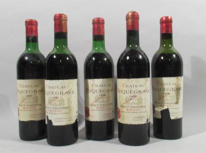 null 5 bouteilles de Chateau Roquegrave "Haut Valeyrac" médoc 1966 Joannon et Lleu...