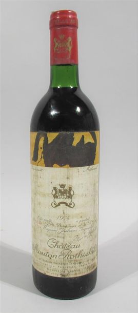 null Une bouteille de CHATEAU MOUTON ROTHSCHILD 1974 avec dessin de MOTHERWELL (étiquette...
