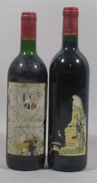 null Une bouteille de Renomée St Emilion 1992 Une bouteille de Galius St Emilion...