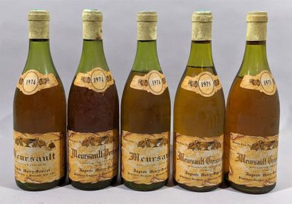null 5 bouteilles de MEURSAULT 1974 - 1975 - MOREY GENELOT propriétaire (niveau bas...