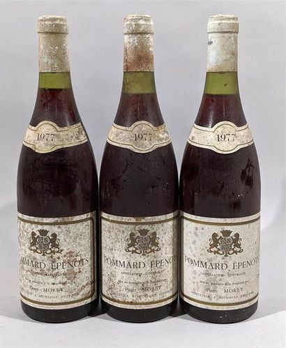 null 3 blles de POMMARD EPENOTS 1977 - Pierre MOREY viticulteur (étiquette tâchée)...
