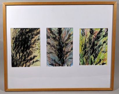 null Jean-Pierre ZENOBEL (né en 1937) Triptyque "Epis de blé" - "Feuillages" - "Feuillages...