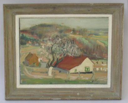 null Abel LEBLANC (1919) "Paysage de vallée" Huile sur toile signée en bas à droite....