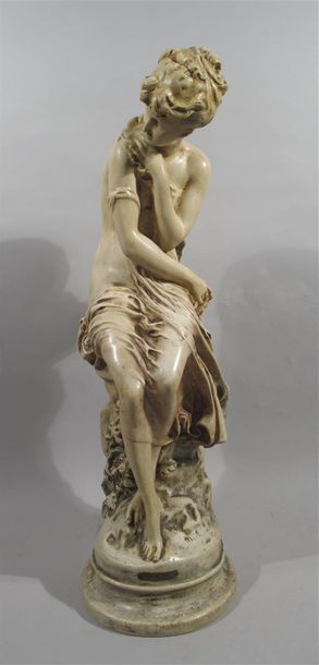 null Mathurin MOREAU (1822-1912) d'après "La bise" Sculpture en platre. (Accidents)Haut....