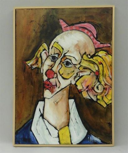 null Serge DAMIENS (25 décembre 1954)
« Le Clown Rose »
Huile sur toile signée en...