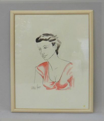 null Serge DAMIENS (25 décembre 1954)
« Portrait de femme à la robe rouge »
Dessin...