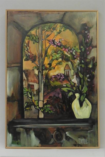 null Serge DAMIENS (25 décembre 1954)
« Par la Fenêtre »
Huile sur toile signée en...