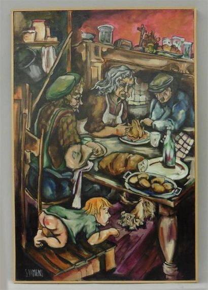 null Serge DAMIENS (25 décembre 1954)
« La Bouffe »
Huile sur toile signée en bas...