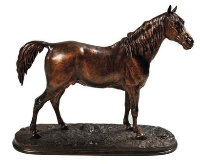 Pierre-Jules MÈNE (1810-1879) Cheval arabe (Ibrahim) n° 1 Bronze à patine brune signé...