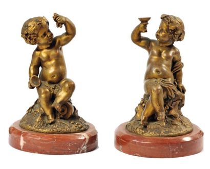 D'après CLODION Deux enfants Bronze Haut.: 18 cm
