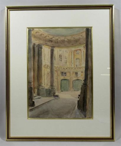 null André NIVARD (1880 - 1969) : "Architectural view" Watercolour on paper signed...