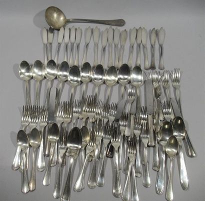 null CHRISTOFLE - Silver plated metal cutlery part in single flat model with fretted...