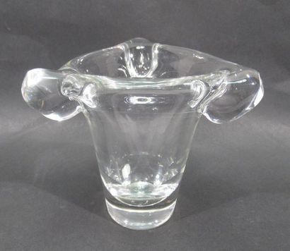null DAUM France - Poly-lobed crystal vase - signed on the belly H.13,5cm
