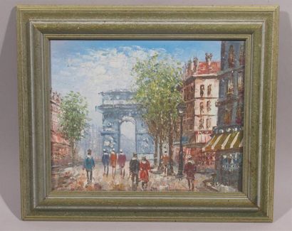 null J. BARDOT(XXth)
"View on the Arc de Triomphe"
Oil on canvas signed lower right.
20...