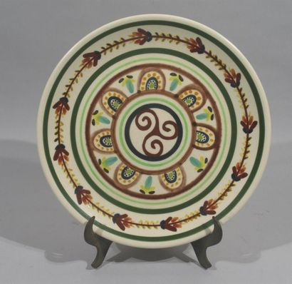 null Michel CLEMENT (XXth) Decorative earthenware
plate with painted decoration of...